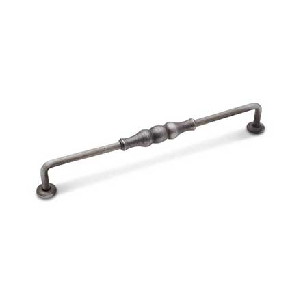 RK International [CP-3702-DN] Solid Brass Cabinet Pull Handle - Beaded Middle - Oversized - Distressed Nickel Finish - 8" C/C - 8 3/4" L