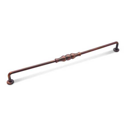 RK International [CP-3703-DC] Solid Brass Cabinet Pull Handle - Beaded Middle - Oversized - Distressed Copper Finish - 12" C/C - 12 3/4" L