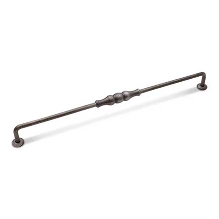 RK International [CP-3703-DN] Solid Brass Cabinet Pull Handle - Beaded Middle - Oversized - Distressed Nickel Finish - 12&quot; C/C - 12 3/4&quot; L