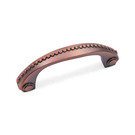 RK International [CP-2617-DC] Solid Brass Cabinet Pull Handle - Beaded Bow - Standard Size - Distressed Copper Finish - 3" C/C - 3 1/2" L
