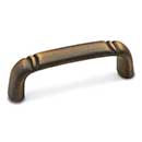 RK International [CP-3710-AE] Solid Brass Cabinet Pull Handle - Smooth w/ Curved Line Edge - Standard Size - Antique English Finish - 3" C/C - 3 1/2" L