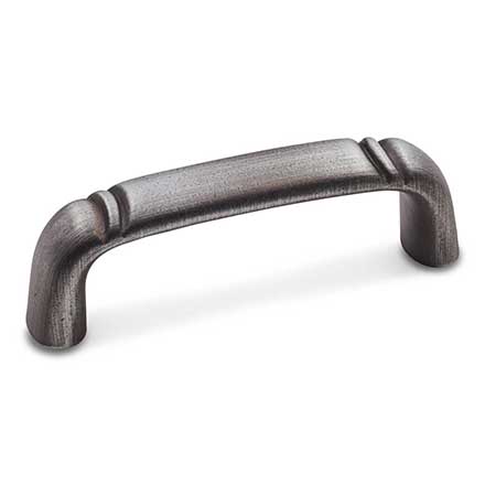 RK International [CP-3710-DN] Solid Brass Cabinet Pull Handle - Smooth w/ Curved Line Edge - Standard Size - Distressed Nickel Finish - 3" C/C - 3 1/2" L