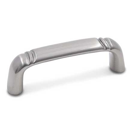 RK International [CP-3710-P] Solid Brass Cabinet Pull Handle - Smooth w/ Curved Line Edge - Standard Size - Satin Nickel Finish - 3" C/C - 3 1/2" L