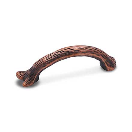RK International [CP-401-DC] Solid Brass Cabinet Pull Handle - Branch - Standard Size - Distressed Copper Finish - 3" C/C - 4" L