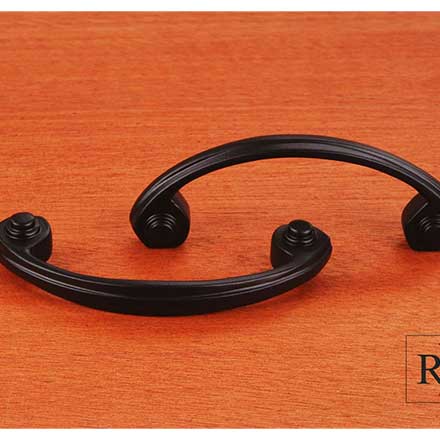 RK International [CP-3617-BL] Solid Brass Cabinet Pull Handle - Plain Bow - Standard Size - Black Finish - 3" C/C - 3 5/8" L