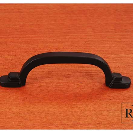 RK International [CP-42-BL] Solid Brass Cabinet Pull Handle - Two Step Foot Rectangular - Standard Size - Black Finish - 3" C/C - 4 1/8" L