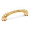 RK International [CP-92-B] Solid Brass Cabinet Pull Handle - Contoured Lines Bow - Standard Size - Polished Brass Finish - 3" C/C - 3 9/16" L