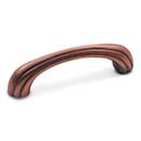 RK International [CP-92-DC] Solid Brass Cabinet Pull Handle - Contoured Lines Bow - Standard Size - Distressed Copper Finish - 3" C/C - 3 9/16" L