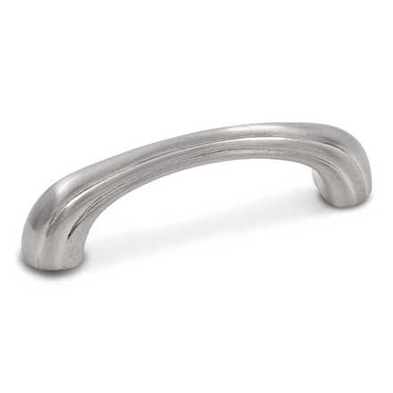 RK International [CP-92-P] Solid Brass Cabinet Pull Handle - Contoured Lines Bow - Standard Size - Satin Nickel Finish - 3" C/C - 3 9/16" L