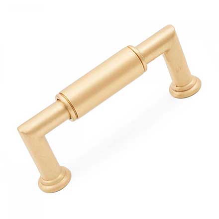 RK International [CP-880-SB] Solid Brass Cabinet Pull Handle - Cylinder Middle - Standard Size - Satin Brass Finish - 3" C/C - 3 19/32" L