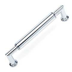 RK International [CP-881-PC] Solid Brass Cabinet Pull Handle - Cylinder Middle - Oversized - Polished Chrome Finish - 5&quot; C/C - 5 19/32&quot; L
