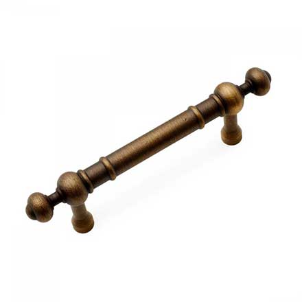 RK International [CP-815-AE] Solid Brass Cabinet Pull Handle - Plain w/ Decorative Ends - Standard Size - Antique English Finish - 3" C/C - 4 5/8" L