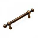 RK International [CP-815-AE] Solid Brass Cabinet Pull Handle - Plain w/ Decorative Ends - Standard Size - Antique English Finish - 3" C/C - 4 5/8" L