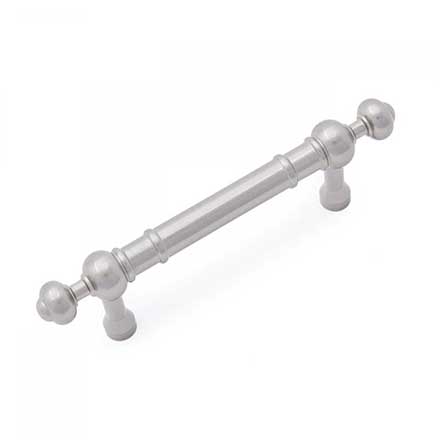 RK International [CP-815-P] Solid Brass Cabinet Pull Handle - Plain w/ Decorative Ends - Standard Size - Satin Nickel Finish - 3&quot; C/C - 4 5/8&quot; L