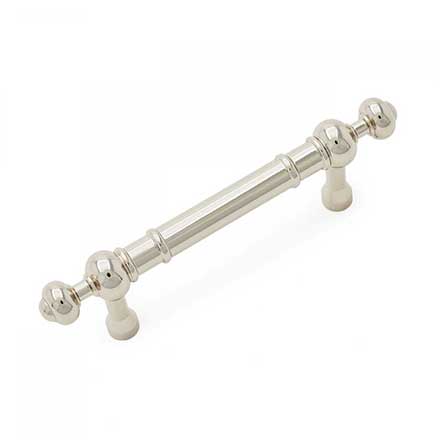 RK International [CP-815-PN] Solid Brass Cabinet Pull Handle - Plain w/ Decorative Ends - Standard Size - Polished Nickel Finish - 3" C/C - 4 5/8" L