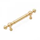 RK International [CP-815-SB] Solid Brass Cabinet Pull Handle - Plain w/ Decorative Ends - Standard Size - Satin Brass Finish - 3" C/C - 4 5/8" L