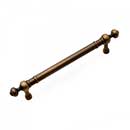 RK International [CP-816-AE] Solid Brass Cabinet Pull Handle - Plain w/ Decorative Ends - Oversized - Antique English Finish - 5" C/C - 6 5/8" L