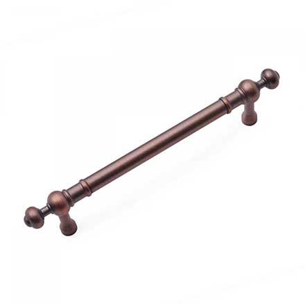 RK International [CP-816-DC] Solid Brass Cabinet Pull Handle - Plain w/ Decorative Ends - Oversized - Distressed Copper Finish - 5" C/C - 6 5/8" L