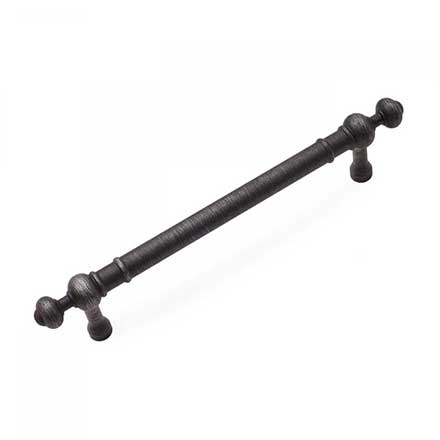RK International [CP-816-DN] Solid Brass Cabinet Pull Handle - Plain w/ Decorative Ends - Oversized - Distressed Nickel Finish - 5&quot; C/C - 6 5/8&quot; L