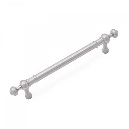 RK International [CP-816-P] Solid Brass Cabinet Pull Handle - Plain w/ Decorative Ends - Oversized - Satin Nickel Finish - 5" C/C - 6 5/8" L
