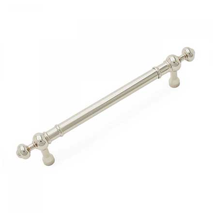 RK International [CP-816-PN] Solid Brass Cabinet Pull Handle - Plain w/ Decorative Ends - Oversized - Polished Nickel Finish - 5&quot; C/C - 6 5/8&quot; L