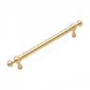 RK International [CP-816-SB] Solid Brass Cabinet Pull Handle - Plain w/ Decorative Ends - Oversized - Satin Brass Finish - 5" C/C - 6 5/8" L