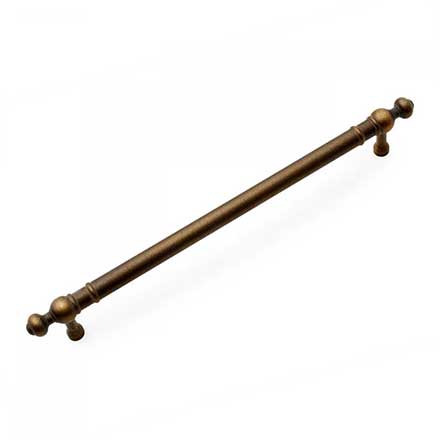 RK International [CP-817-AE] Solid Brass Cabinet Pull Handle - Plain w/ Decorative Ends - Oversized - Antique English Finish - 8&quot; C/C - 9 11/16&quot; L