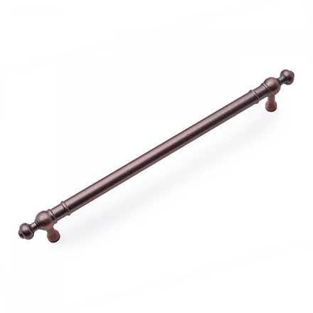 RK International [CP-817-DC] Solid Brass Cabinet Pull Handle - Plain w/ Decorative Ends - Oversized - Distressed Copper Finish - 8&quot; C/C - 9 11/16&quot; L