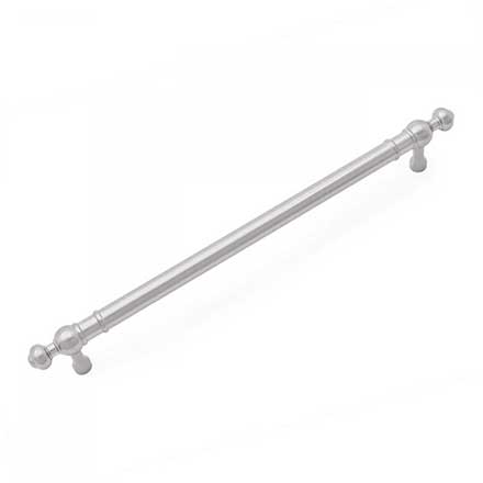 RK International [CP-817-P] Solid Brass Cabinet Pull Handle - Plain w/ Decorative Ends - Oversized - Satin Nickel Finish - 8" C/C - 9 11/16" L