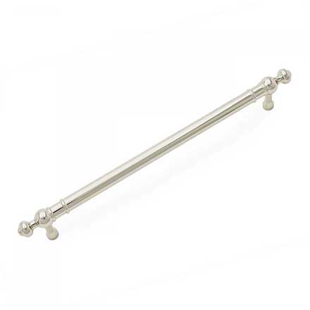 RK International [CP-817-PN] Solid Brass Cabinet Pull Handle - Plain w/ Decorative Ends - Oversized - Polished Nickel Finish - 8" C/C - 9 11/16" L