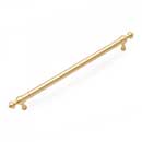 RK International [CP-817-SB] Solid Brass Cabinet Pull Handle - Plain w/ Decorative Ends - Oversized - Satin Brass Finish - 8" C/C - 9 11/16" L
