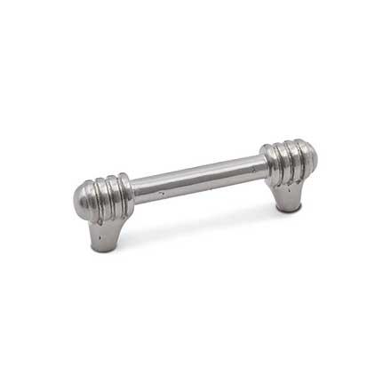 RK International [CP-813-P] Solid Brass Cabinet Pull Handle - Distressed Rod w/ Swirl Ends - Standard Size - Satin Nickel Finish - 3" C/C - 3 7/8" L