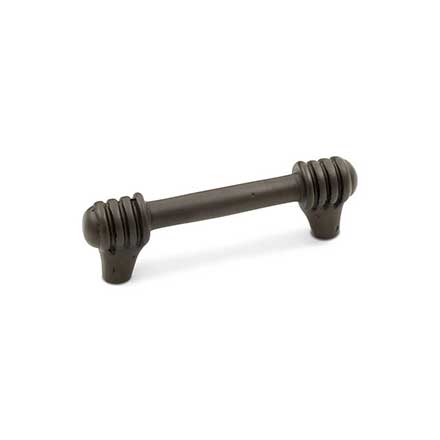 RK International [CP-814-RB] Solid Brass Cabinet Pull Handle - Distressed Rod w/ Swirl Ends - Standard Size - Oil Rubbed Bronze Finish - 3 1/2" C/C - 4 3/8" L