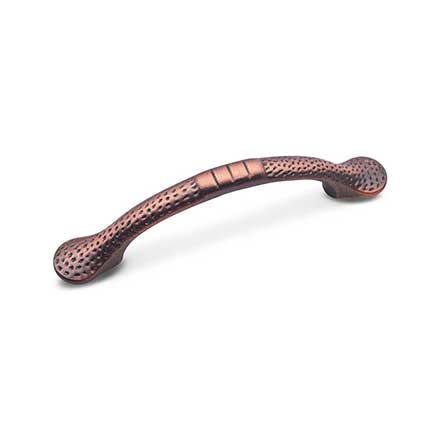 RK International [CP-3712-DC] Solid Brass Cabinet Pull Handle - Slim Bow w/ Divet Indents - Standard Size - Distressed Copper Finish - 3" C/C - 4 3/8" L