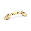 RK International [CP-402] Solid Brass Cabinet Pull Handle - Two Leaf Ends - Standard Size - Polished Brass Finish - 3" C/C - 4 3/8" L