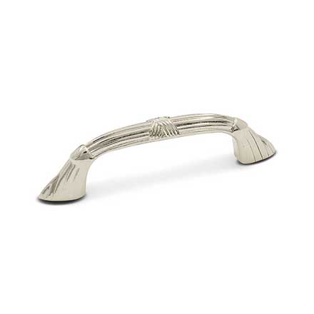 RK International [CP-853-PN] Solid Brass Cabinet Pull Handle - Ornate Bow w/ Lines &amp; Crosses - Standard Size - Polished Nickel Finish - 3" C/C - 4 1/4" L