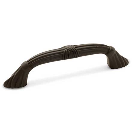 RK International [CP-854-RB] Solid Brass Cabinet Pull Handle - Ornate Bow w/ Lines &amp; Crosses - Standard Size - Oil Rubbed Bronze Finish - 3 1/2" C/C - 4 11/16" L