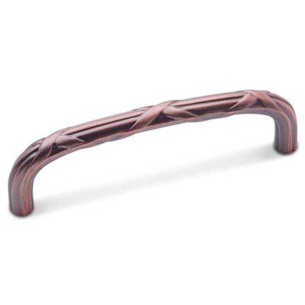 RK International [CP-857-DC] Solid Brass Cabinet Pull Handle - Lines &amp; Crosses - Oversized - Distressed Copper Finish - 5" C/C - 5 3/8" L