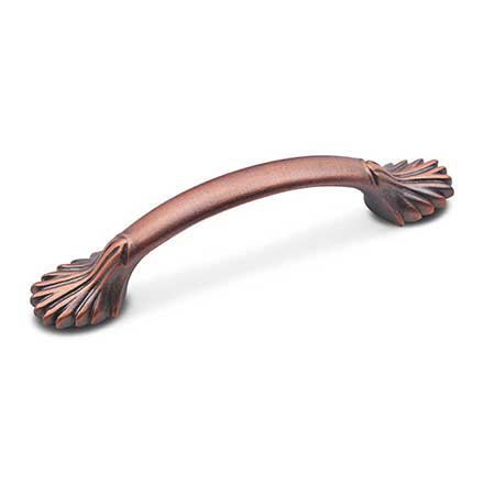 RK International [CP-405-DC] Solid Brass Cabinet Pull Handle - Lines at End - Standard Size - Distressed Copper Finish - 3" C/C - 4 9/16" L
