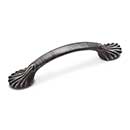 RK International [CP-405-DN] Solid Brass Cabinet Pull Handle - Lines at End - Standard Size - Distressed Nickel Finish - 3" C/C - 4 9/16" L