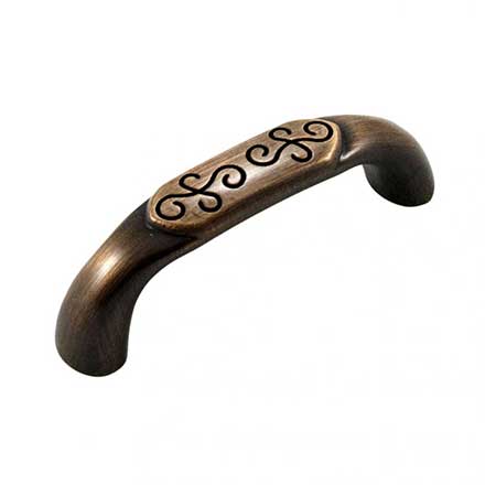 RK International [CP-615-BE] Die Cast Zinc Cabinet Pull Handle - Palermo Series - Standard Size - Brushed English Finish - 3" C/C - 3 7/16" L