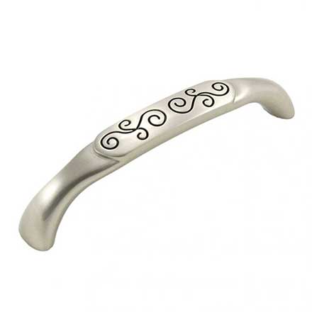 RK International [CP-616-SNB] Die Cast Zinc Cabinet Pull Handle - Palermo Series - Oversized - Satin Nickel w/ Black Finish - 5" C/C - 5 9/16" L