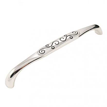 RK International [CP-617-PNB] Die Cast Zinc Cabinet Pull Handle - Palermo Series - Oversized - Polished Nickel w/ Black Finish - 8" C/C - 8 1/2" L