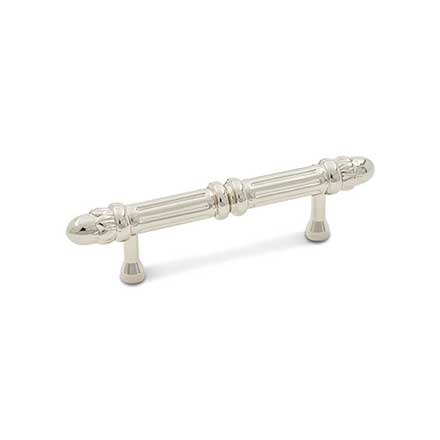 RK International [CP-859-PN] Solid Brass Cabinet Pull Handle - Lined Rod w/ Petal Ends - Standard Size - Polished Nickel Finish - 3" C/C - 4 7/8" L