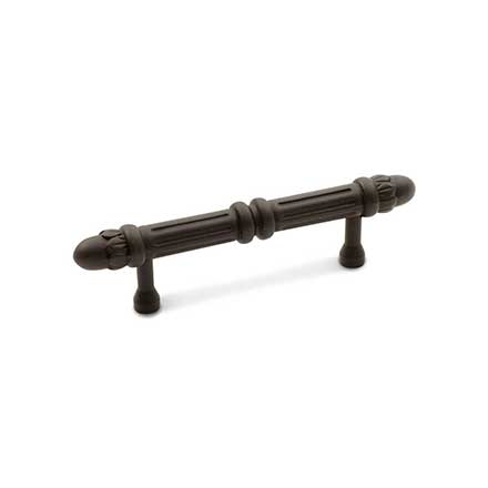 RK International [CP-859-RB] Solid Brass Cabinet Pull Handle - Lined Rod w/ Petal Ends - Standard Size - Oil Rubbed Bronze Finish - 3" C/C - 4 7/8" L