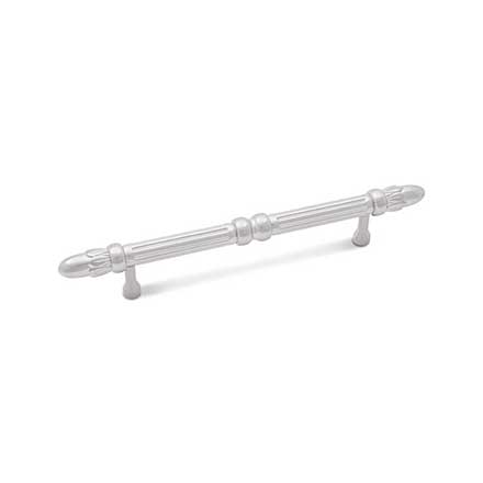 RK International [CP-860-P] Solid Brass Cabinet Pull Handle - Lined Rod w/ Petal Ends - Oversized - Satin Nickel Finish - 5" C/C - 7 3/4" L
