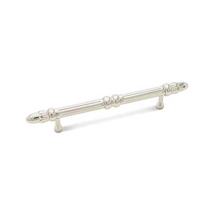 RK International [CP-860-PN] Solid Brass Cabinet Pull Handle - Lined Rod w/ Petal Ends - Oversized - Polished Nickel Finish - 5" C/C - 7 3/4" L