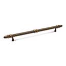 RK International [CP-861-AE] Solid Brass Cabinet Pull Handle - Lined Rod w/ Petal Ends - Oversized - Antique English Finish - 8&quot; C/C - 10 3/4&quot; L