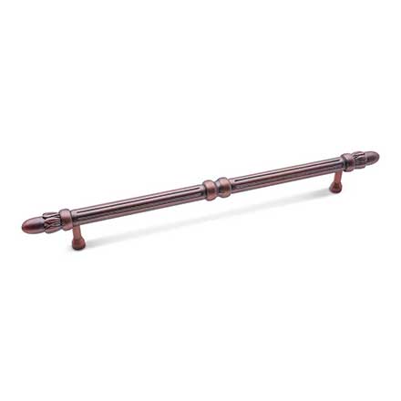 RK International [CP-861-DC] Solid Brass Cabinet Pull Handle - Lined Rod w/ Petal Ends - Oversized - Distressed Copper Finish - 8&quot; C/C - 10 3/4&quot; L