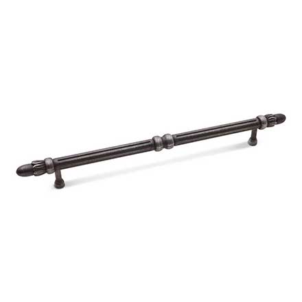 RK International [CP-861-DN] Solid Brass Cabinet Pull Handle - Lined Rod w/ Petal Ends - Large Oversized - Distressed Nickel Finish - 8&quot; C/C - 10 3/4&quot; L